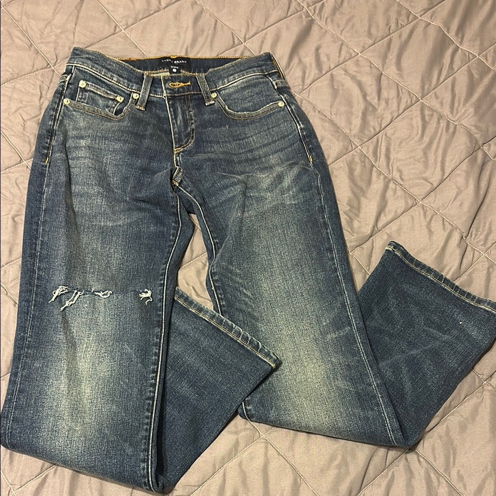 Lucky Brand Blue Straight Leg Jeans with Distressed Details